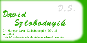 david szlobodnyik business card